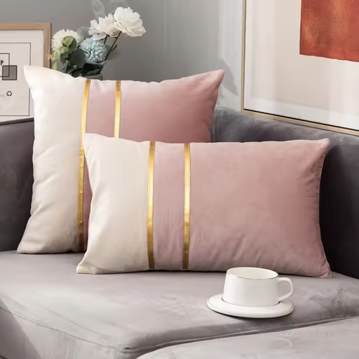 Funda De Cojín De Lujo Nórdico En Veludo Estilo Holandés Para Cabezal De Sofá Cubierta De Cojín Geométrica Sencilla Para Asiento De Silla Y Coche - 1