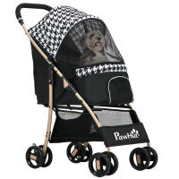 PawHut Cochecito para Perros Plegable Carrito para Mascotas con 2 Puertas Ventana de Malla Cesta de Almacenamiento Cuerda de Seguridad y Cojín 80x44,5x97 cm Negro - details 0