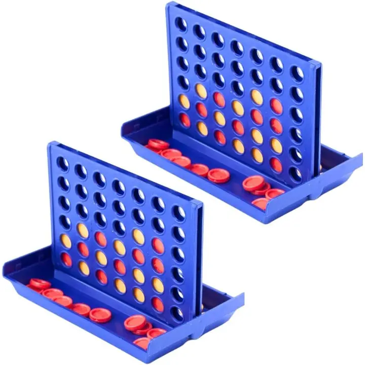 Juego de 4 en raya clásico de tamaño de viaje, juego de mesa de tamaño mini para niños, compañero de viaje ideal para divertirse en familia (paquete de 2) - 1