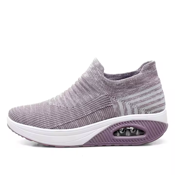 Zapatos de entrenamiento transpirables sin cordones para mujer, calzado para caminar con plataforma de cuña a la moda - 1