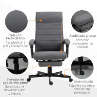 Vinsetto Silla de Escritorio Reclinable Silla de Oficina Giratoria con Altura Ajustable Reposapiés Retráctil y Reposabrazos Silla para Estudio Carga 120 kg - details 3