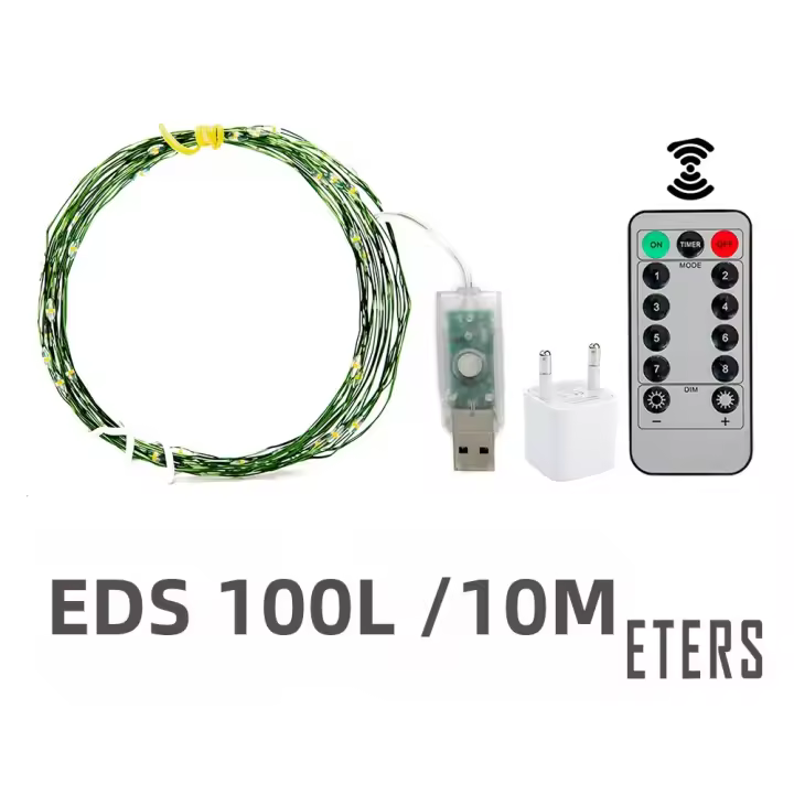 Luces De Hada Impermeables Verdes Con Control Remoto 200M Decoración Para Bodas Navidad Y Halloween Cuerda De Luces LED De 8 Modos - 1