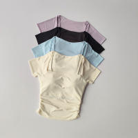 Nueva Prenda De Verano Para Yoga Mujer: Camiseta Deportiva De Malla Con Falsas Piolas Y Cintura Fija Manga Corta Para Correr Y Fitness - details 11