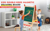 Caballete Infantil de Madera con Pizarra, Altura 80CM a 107CM, Caballete de Arte Infantil, Dibujo de Doble Cara Plegable Pizarra Blanca y Verde, Caballete de Arte de Altura Ajustable con Números, Caballete de pie con números, Otros Accesorios para niños - details 0