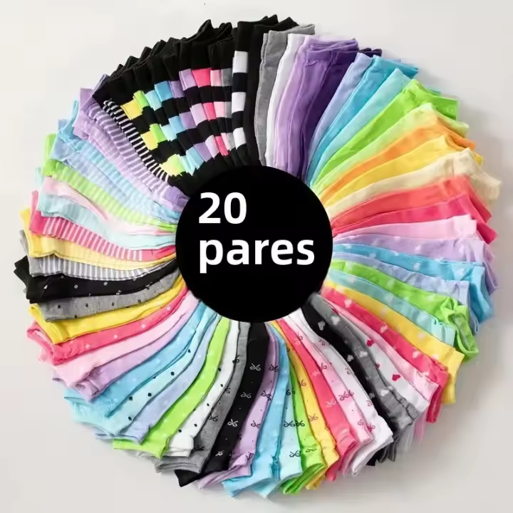 Calcetines De Tobillo Con Estampado De Corazones 20/40 Pares Calcetines De Candy Colored Para Mujer Poliéster Originales En Zhejiang - 1