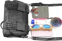 Bolso bandolera Gótico con Remaches y tachuela de Calavera para Mujer, de Piel sintético, type Mensajero, para el hombro, type pulsera, type billetera - details 2