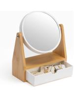 STARLEY - Espejo de Maquillaje Doble Cara • Espejo 1X/2X • Base de Bambú Natural con Cajón • Espejo de Mesa Portátil 17x10x25 cm • Ideal para Maquillaje y Cuidado Diario - details 1
