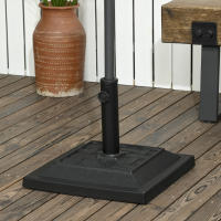 Outsunny Base para Sombrilla de Jardín de 12 kg Soporte de Parasol Cuadrado de Resina para Mástil Ø32/38 mm para Terraza Patio Balcón 44x44x33 cm Negro - details 1