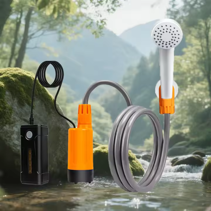 Ducha Eléctrica Portátil IP7 con Luz LED - Batería Recargable Magnética, 2 Velocidades, Tubo 1.8M, Ideal para Camping y Viajes al Aire Libre - 1