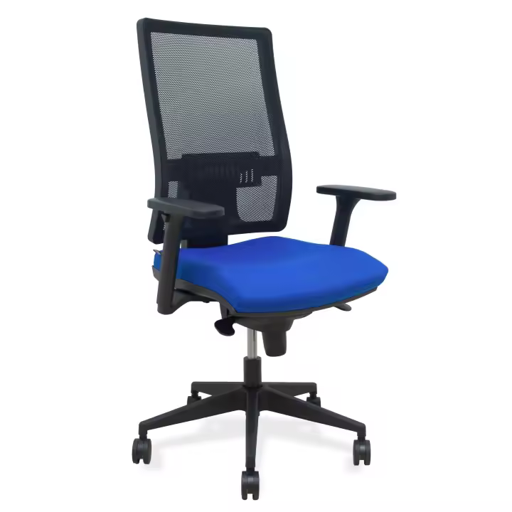 Silla Horna sincro resp. malla negro asto. bali azul brazos 3D ruedas 65mm - 1