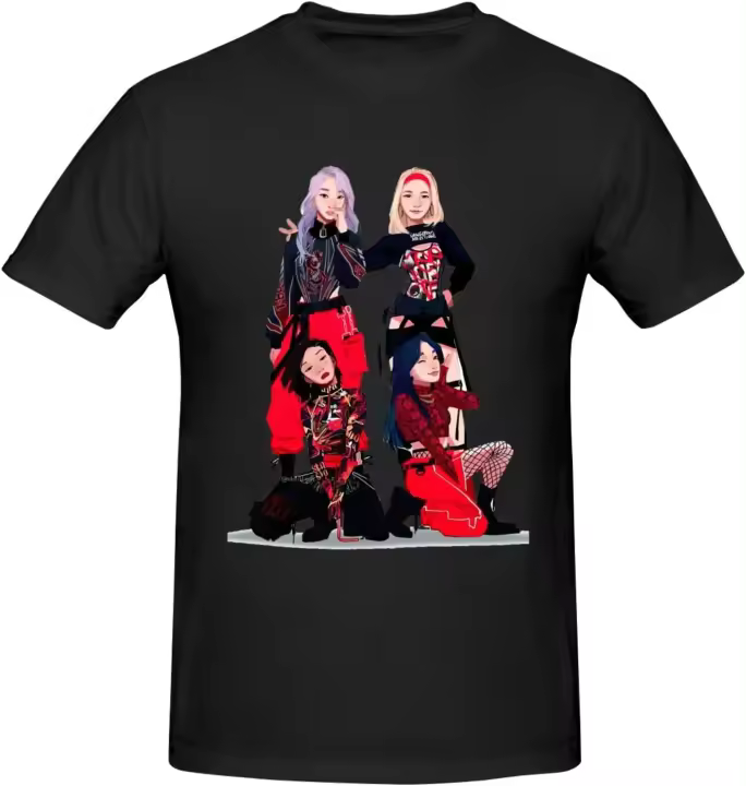 Mamamoo-camisetas de algodón para hombre, camisa informal de manga corta con cuello redondo, color negro, para verano - 1