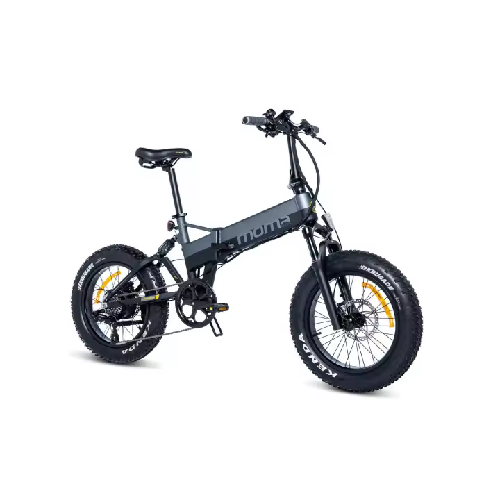 Moma Bikes E-MTB Fatbike Plegable, E-FAT 20"PRO Full Suspension, SHIMANO Altus 8v, Frenos de Disco Hidráulicos, Batería Ion Litio integrada y extraible de 48V 15Ah - 1
