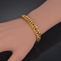 Pulsera De Cadena Cubana Punk Para Hombre Y Mujer 21cm Color Oro Y Plata Acero Inoxidable 9mm Cadena De Mano Regalo De Joyería - details 1