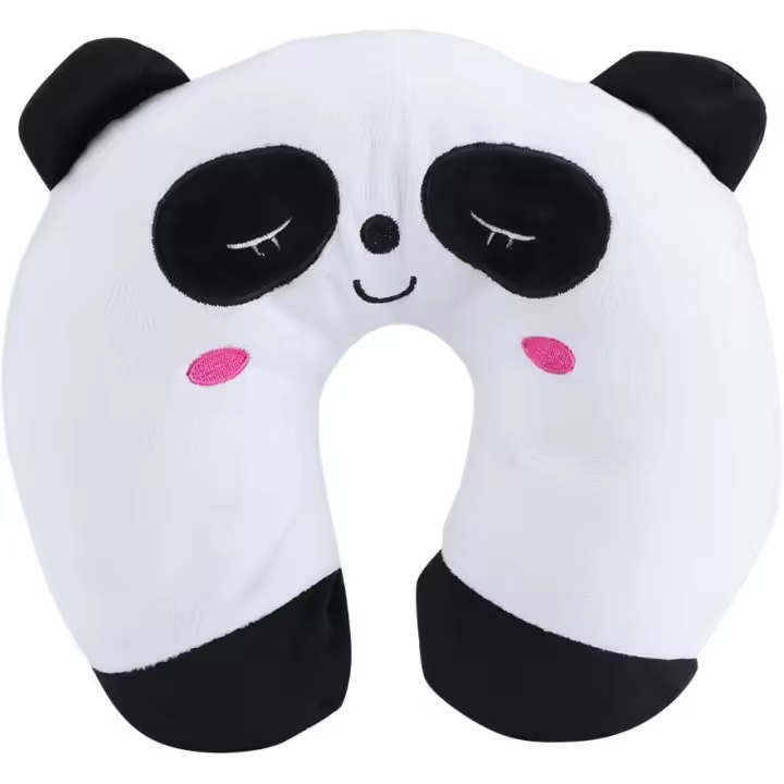 Almohada de viaje con forma de animal para dormir, cojín cervical, cojín en forma de U para avión, tren, coche, soporte para la barbilla y el cuello para niños y adultos (Panda) - 1