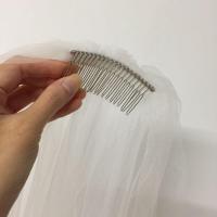 Velo De Novia De 2 Capas Hasta Los Dedos Con Borde Corte Y Peine Accesorios De Boda Para Mujeres Material De Tules - details 3