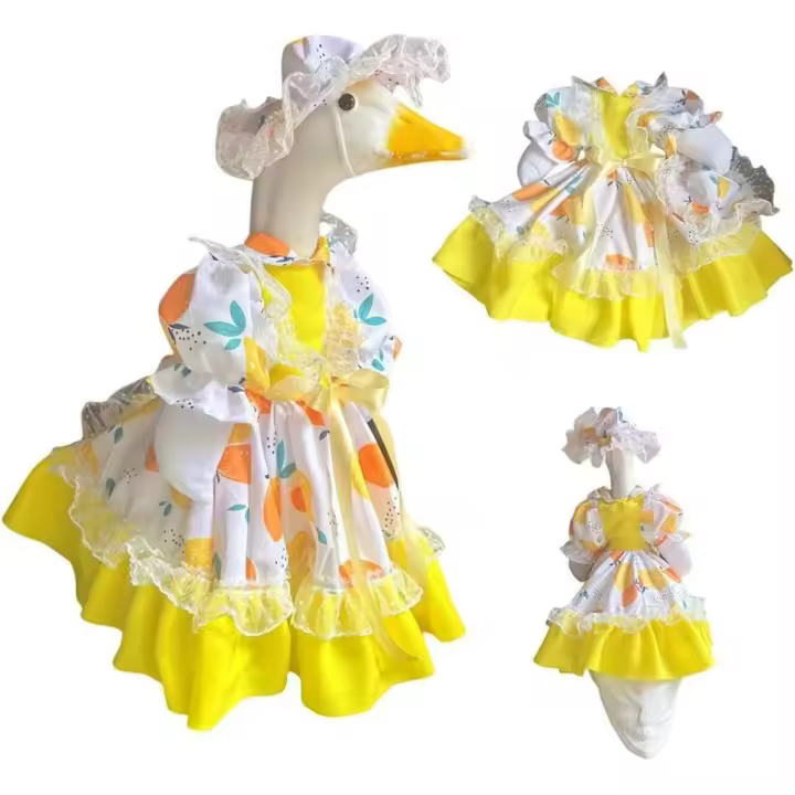 Traje de ganso para jardín, ropa de ganso para porche, traje de ganso para primavera, ropa de ganso para porche con sombrero, ropa de ganso multiusos de color amarillo, para decoración artística de patio al aire libre. - 1