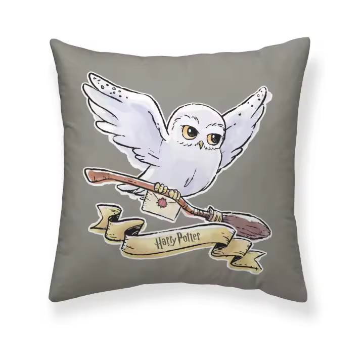 BL Belum | Funda Cojín Harry Potter Tamaño: 50x50 - Modelo: Little Hedwig A - Tejido: Half Panama 100% algodón. 250 Grs. - 1