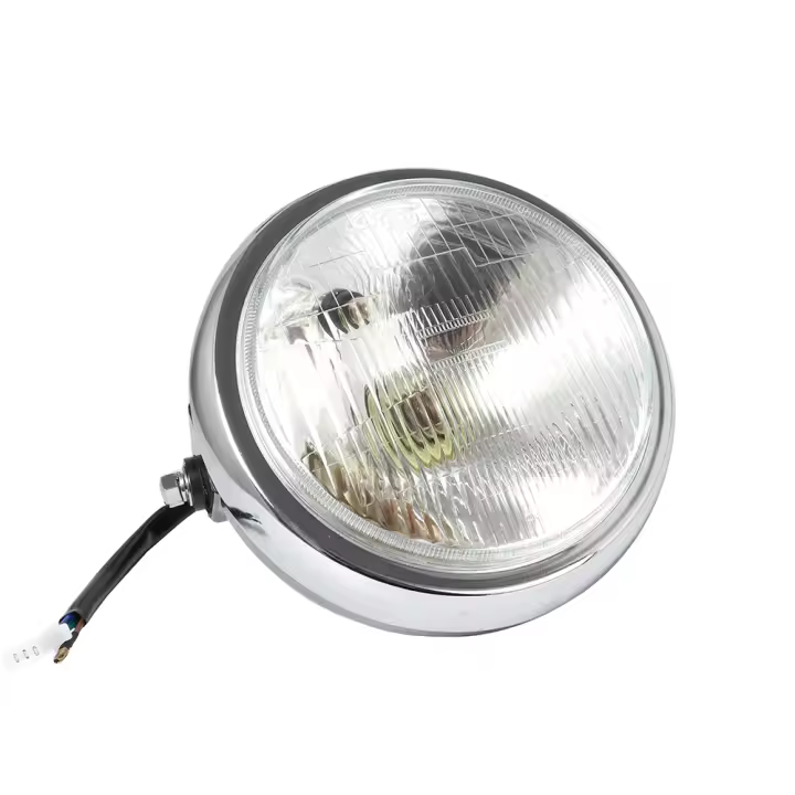 Faros De Motocicleta Negro Faro Frontal Redondo 12V Luz Universal Para Honda Suzuki Yamaha Harley Cafe Racer Accesorios De Iluminación Para Vehículos - 1