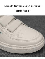Zapatos Vulcados Para Hombre Malla Transpirable Cuero PVC Antideslizante Cómodo Suela Gruesa Talla Grande Zapatillas Blancas - details 4
