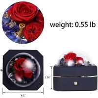 Caja de Flores eternas para San Valentín, Caja de joyería con Anillo, Caja de reglio de joyería con tapa de Vidrio, Caja de joyería con caja octogonal de una capa - details 0