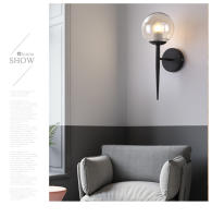 Lámpara De Pared Sférica De Vidrio Para Dormitorio Y Estudio Luz De Noche Simple En Oro Y Negro Estilo Nórdico Moderno - details 4
