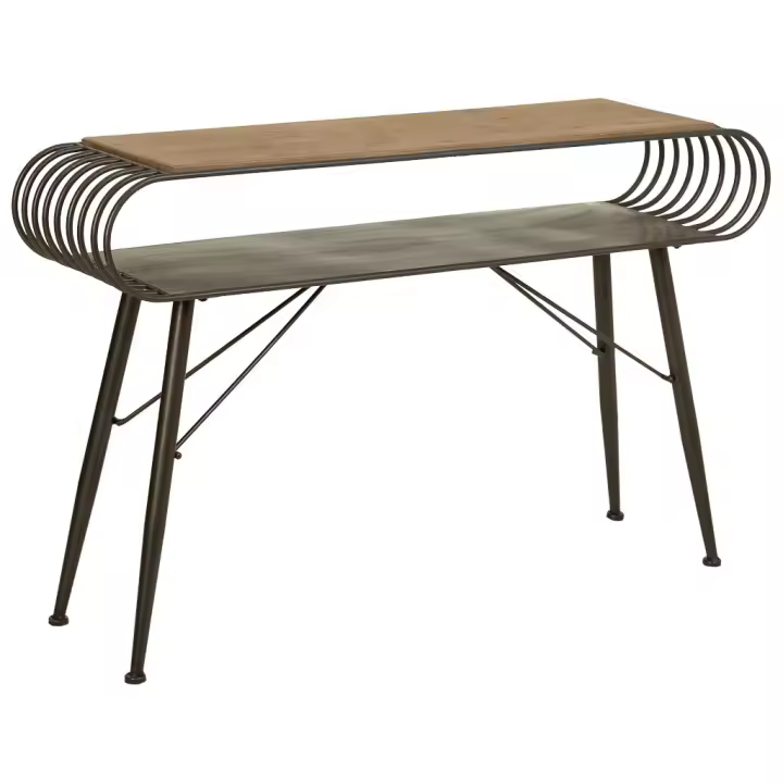 Recibidor de madera y metal marron 119x33x76 - 1