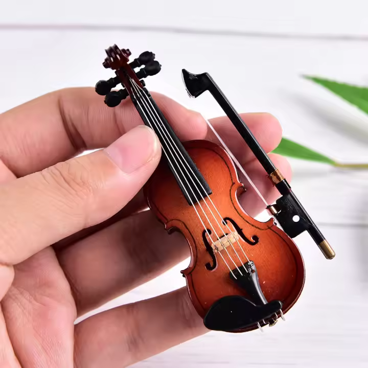 Mini Violín De Plástico Para Decoración De Hogar Con Soporte Instrumento Musical Pequeño Artesanía DIY Para El Hogar - 1