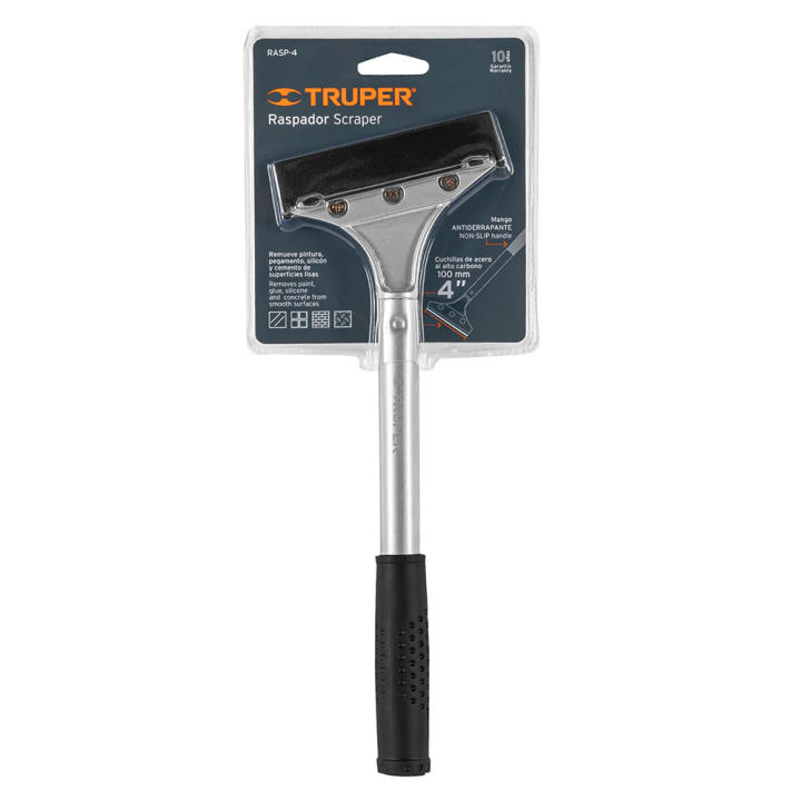 Truper Raspador con Mango y Navaja 10 Cm - Eliminador de Pegamento, Pintura, Silicona y Cemento para Superficies Lisas