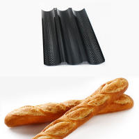 Horno Nonstick Para Panadería Molde De Baguette Ondulado Placa De Hornear De Acero Inoxidable Con 2/3/4 Ranuras Herramienta De Pastelería - details 12
