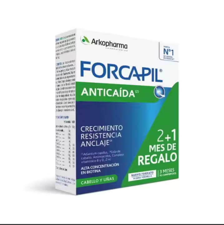 Arkopharma Forcapil Anticaída (90 Comprimidos) - PACK AHORRO 3 MESES (2+1 GRATIS) con Aminoácidos, Zinc y Vitamina B6 - 1