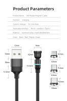 Cable De Carga Magnético Rotativo De 540 Grados USB Tipo C Para Huawei P30 Samsung S30 Xiaomi Redmi Longitudes De 1m 2m 3m - details 8