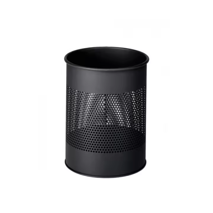 PAPELERA METALICA DE 15L PERFORADA COLOR NEGRO DURABLE 3310-01 - 1