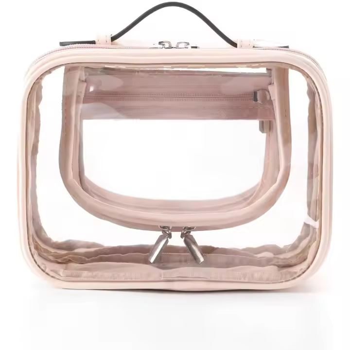 Bolsa de Aseo de PVC Transparente,Bolsa de Viaje, Transparente, Organizador de cosméticos, Bolsa de Maquillaje para artículos de Tocador, Líquidos, Cremas y Cosméticos - 1