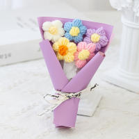 Mini Bouquet De Flores Tejidas Creativo Decoración Floral De Lana Decoración De Hogar Para Aniversario Cumpleaños Graduación - details 1