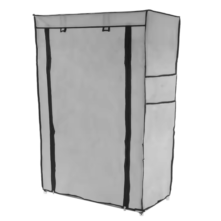 Armario ropero y zapatero de tela desmontable 60 x 30 x 90 cm gris con puerta enrollable - PrimeMatik - 1