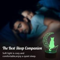 Lámpara De Noche 3D Mooncat USB Para Ambiente De Dormitorio Y Sala De Estar Regalo De Cumpleaños Y Festivales Luz De Noche Animal ABS LED - details 8