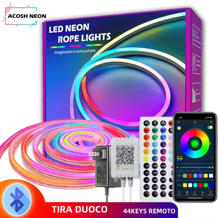Tira De Lámparas LED Neón Bluetooth RGB 32.8F/10M DC12V Impermeable Para Decoración De Casa Y Exterior Con Varias Colores - 1