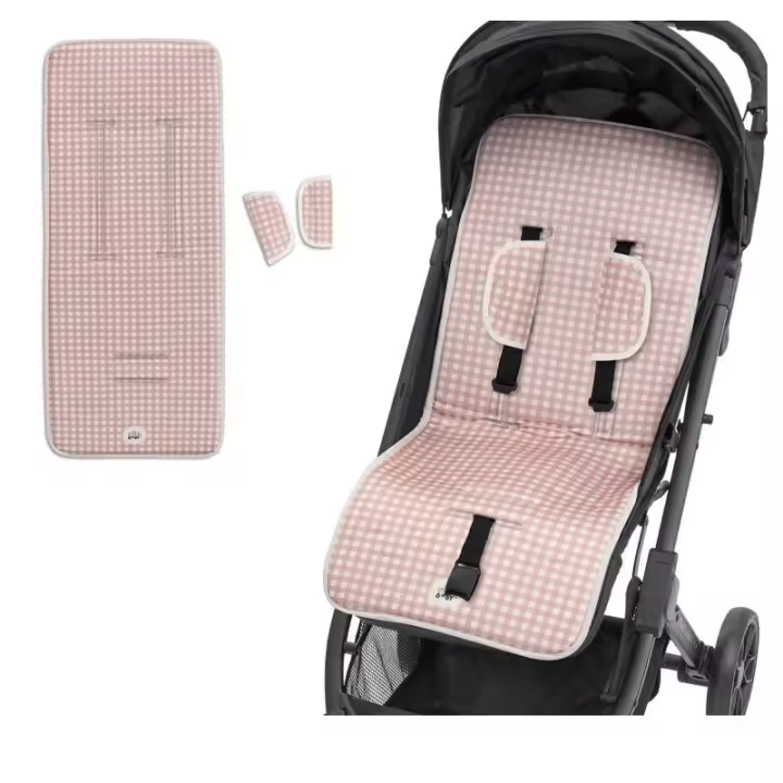 Colchoneta silla de paseo Universal Tejido 3D Cuadro Vichy rosa Cojín Silla Paseo Interbaby - 1