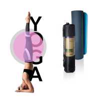 Ociodual Esterilla Yoga antideslizante con Correa de hombro y Bolsa de Transporte, Pilates, Fitness, Yoga mat, TPE Ecológico + Algodón, Colchoneta gimnasia, Azul Claro/Oscuro, 183cm X61cm X6mm - details 4