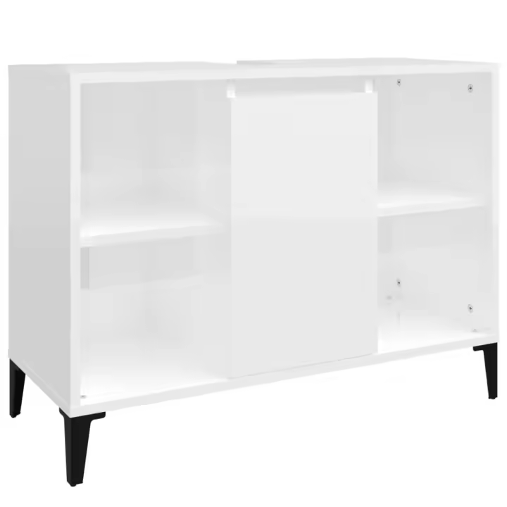 Armaro de lavabo Madera contrachapada Blanco Brillo 80x33x60cm - 1