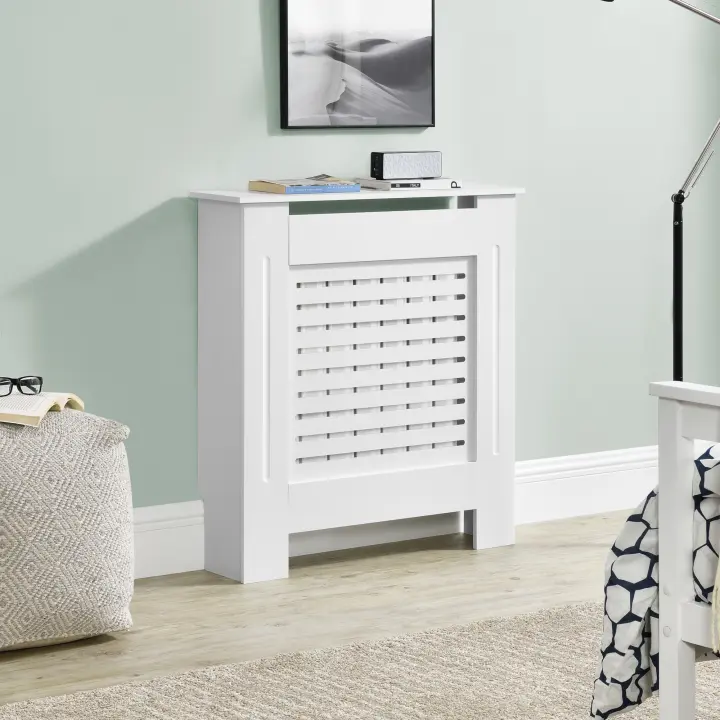 [en.casa]® Cubre Radiador - 112x19x82cm - Decoración Radiator - Tapar la calefacción - MDF - Blanco - 1