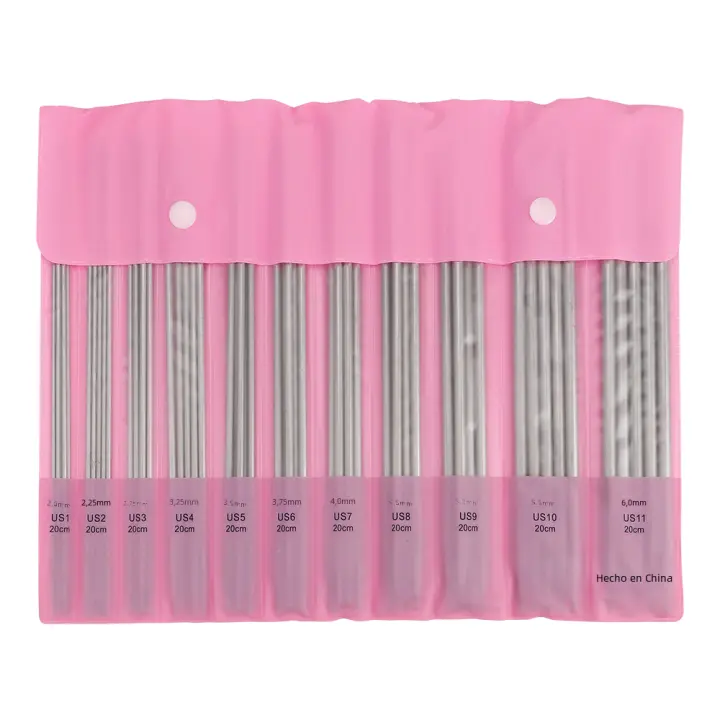 Juego De Agujas De Tejer Doble Puntada 7.87" 55 PCS Acero Inoxidable Recto Agujas De Tejer 2-6.0mm Kit De Agujas Para Suéteres - 1