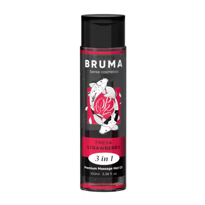 Aceite de Masaje BRUMA  Efecto Calor Sabor Fresa 100 ml. Aceite de Masaje y Lubricante. Vegano y Compatible con Preservativos - 1