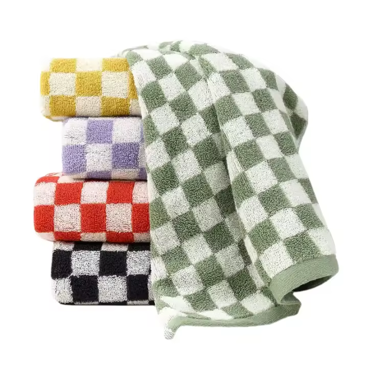 Toalla Vintage a Cuadros De Velours Coral Super Absorbente Suave Y Amigable Con La Piel Para Rostro Cocina Baño Hotel Tela De Limpieza - 1
