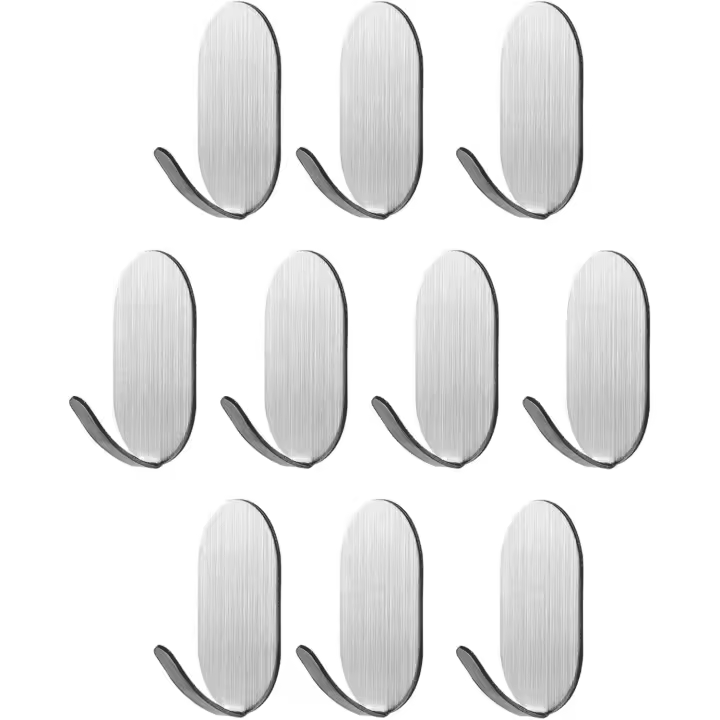 Ganchos de pared resistentes para colgar sombreros, paquete de 10, de acero inoxidable, autoadhesivos, para pared. - 1