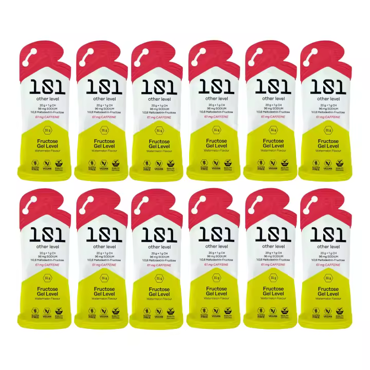101 OTHER LEVEL PACK 12 FRUCTOSE GEL LEVEL 31 GRAMOS - 21G CHO + 96MG SODIO + 61MG CAFEÍNA - SABOR SANDÍA - 1