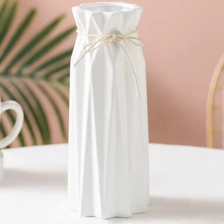 Jarrón Decoración de Mesa Jarrón moderno de Cerámica Jarrón Blanco vintage - 1