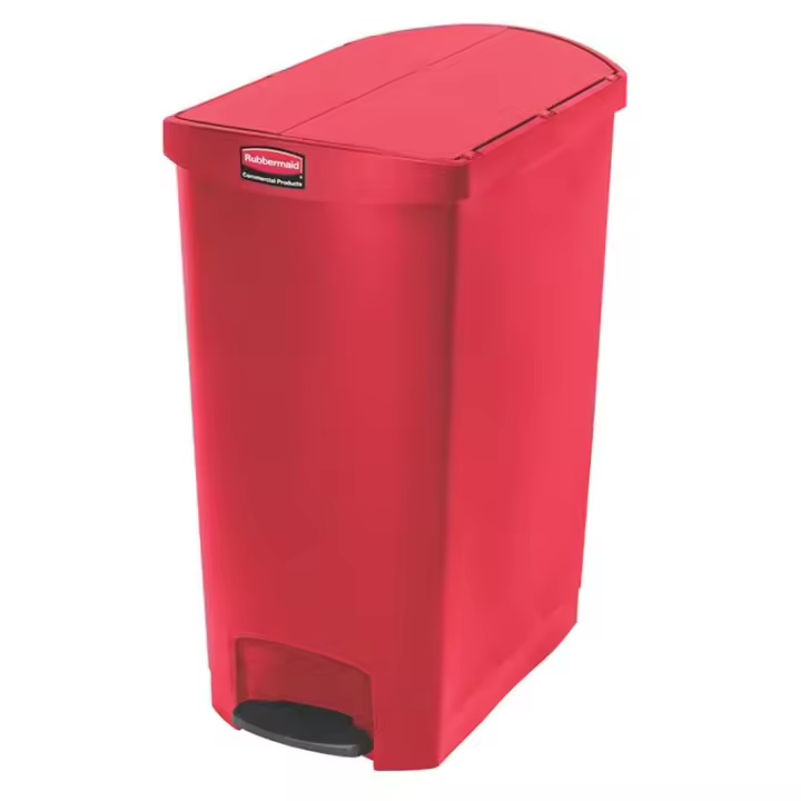 Rubbermaid Slim Jim® de pedal lateral de resina 90 l rojo - 1