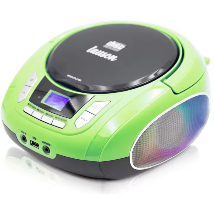 Reproductor CD Lauson NXT964 Portátil Luces LED Multicolor y Radio FM Verde - 1