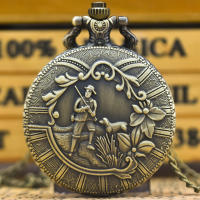 Reloj De Bolsillo Cuarzo Para Hombres Y Mujeres Con Patrón De Perro Y Césped Bronce Vintage Regalo Para Estudiantes Universal Time - details 0